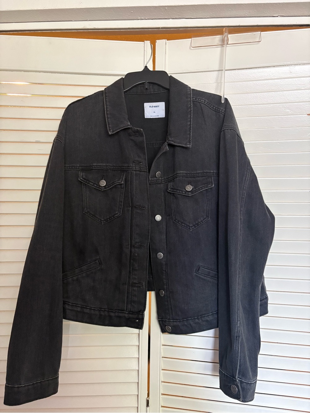 Old Navy Black Denim Jean Jacket - Women's Boxy Trucker Style